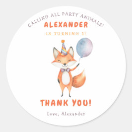 Adesivo Redondo Uma pequena Festa de aniversário do Fox 3th