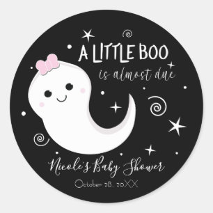 Adesivo Redondo Uma Pequena Garotinha Fantasma Boo Chá de Bebê de