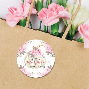 Adesivo Redondo Uma Pequena Gliteira Floral Rosa De Pumpkin