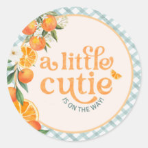 Uma pequena tag de festa de bebê laranja Cutie |