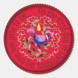 Adesivo Redondo Uma perdiz em uma árvore de pera