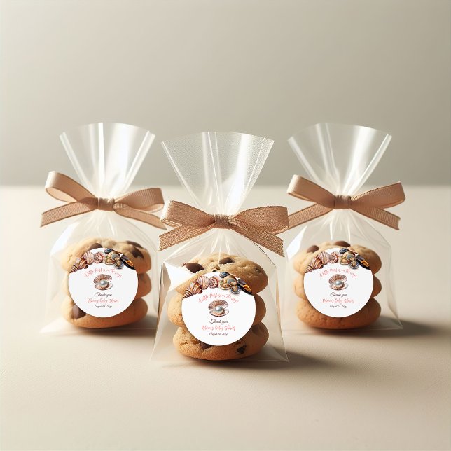 Adesivo Redondo Uma pérola debaixo do Chá de fraldas da Garota do  (Criador carregado)