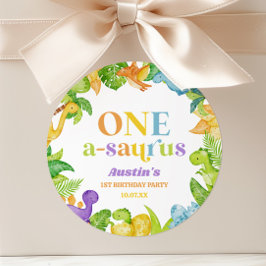 Adesivo Redondo Uma rua A-Saurus Dinossaur 1 Primeira Festa de ani