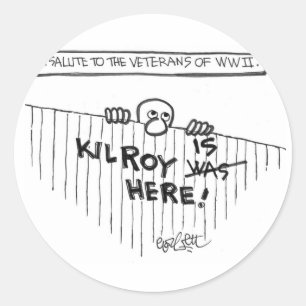 Adesivo Redondo Uma saudação aos veteranos de WWII (Kilroy)