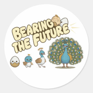 Adesivo Redondo Uma sequência de evolução de pavão cômico
