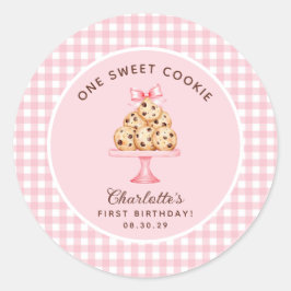 Adesivo Redondo Uma Smart Cookie Girls Primeiro Aniversário