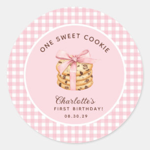 Adesivo Redondo Uma Smart Cookie Girls Primeiro Aniversário