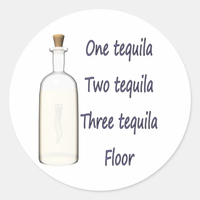 Adesivo Redondo Uma tequila Dois tequila Três tequila Quatro (Frente)