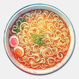 Adesivo Redondo Uma tigela de Ramen Noodles