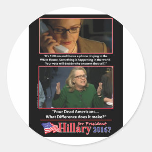 Adesivo Redondo Uma visão sarcástica de Hillary para o President
