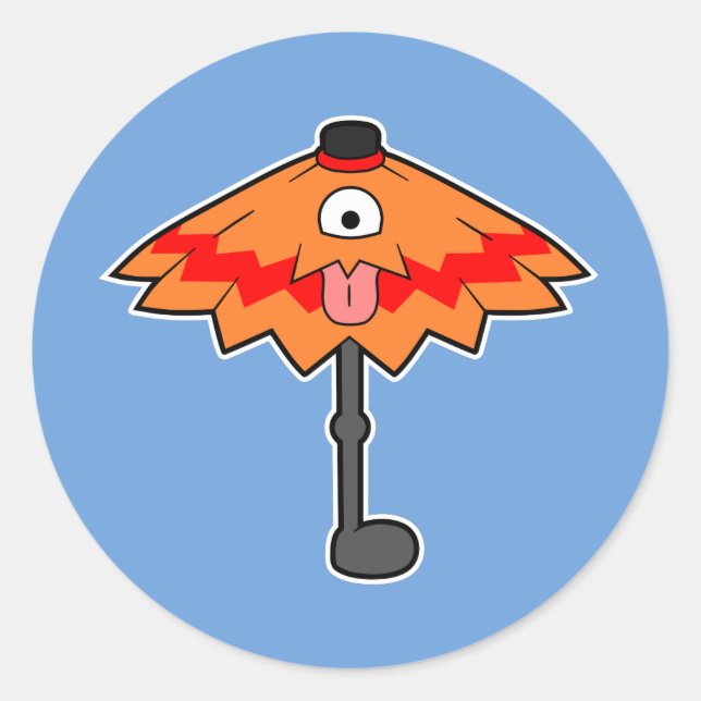Adesivo Redondo Umbrella Yokai - Monstro Japonês Kasa-obake (Frente)