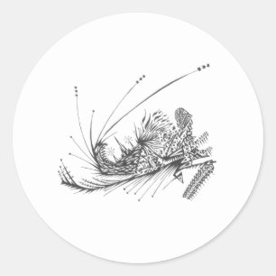 Adesivo Redondo UmLugarMágico Preto Branco Tatuagem Tribal Abstrat