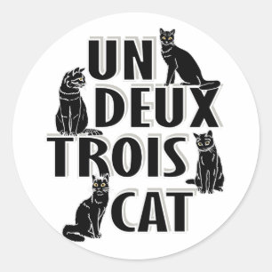 Adesivo Redondo Un Deux Trois Cat - Francês Pun