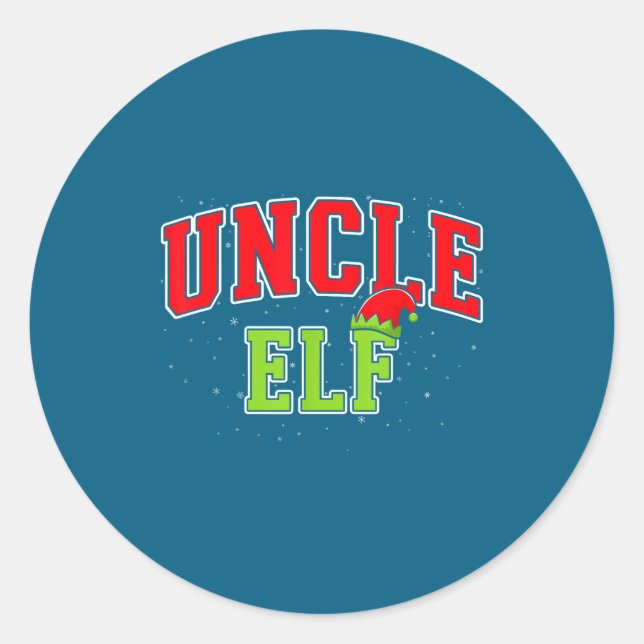 Adesivo Redondo Uncle Elf Christmas Family Matching Group Xmas Unc (Frente)