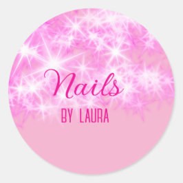 Adesivo Redondo Unhas cintilantes cor-de-rosa- cinza- coloração- b