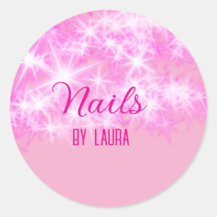 Adesivo Redondo Unhas cintilantes cor-de-rosa- cinza- coloração- b