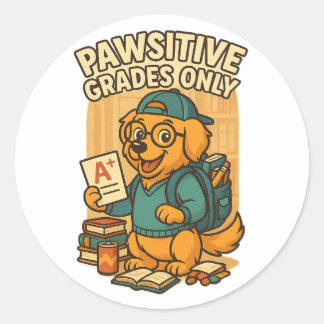 Adesivo Redondo Unicamente Grades Pawsitivas - Voltar à Camisa-T d