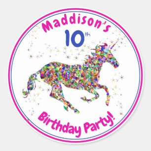 Adesivo Redondo Unicorn Aniversário