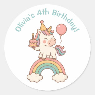 Adesivo Redondo Unicorn Aniversário