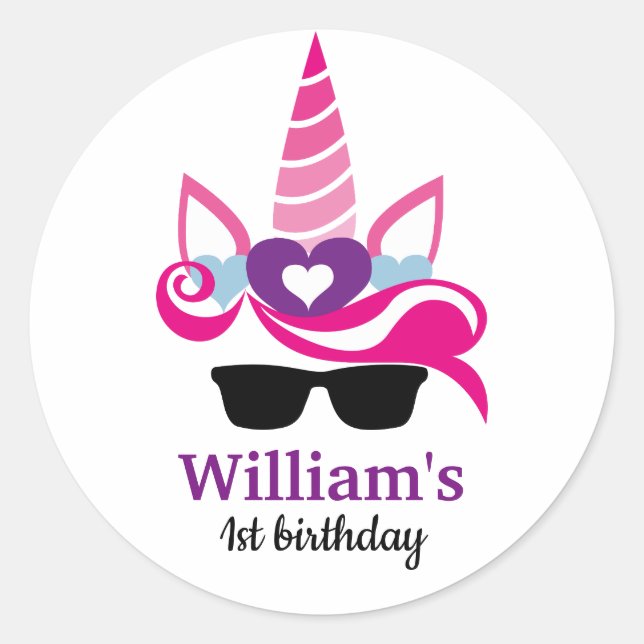 Adesivo Redondo Unicorn Aniversário (Frente)