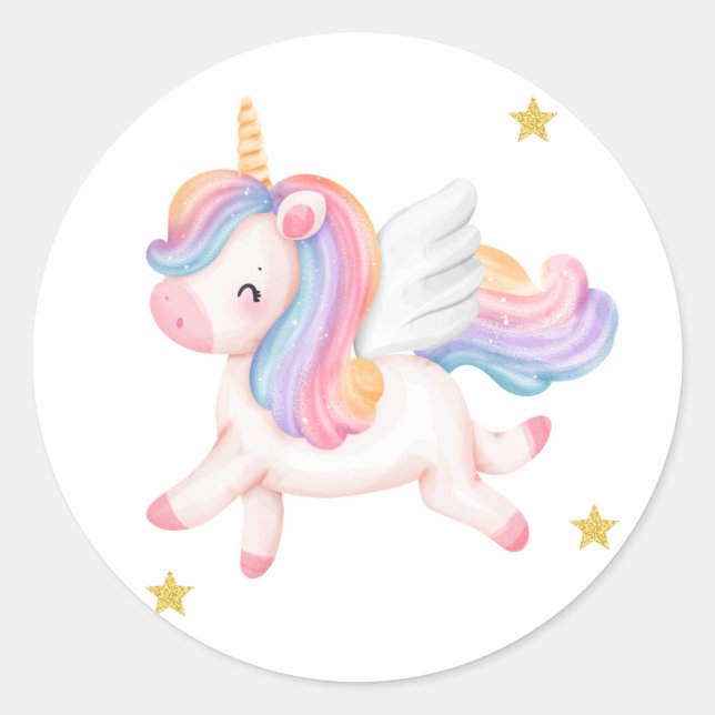 Adesivo Redondo Unicorn Birthday Stickers (Frente)