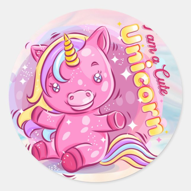 Adesivo Redondo Unicorn Classic Round Sticker (Frente)