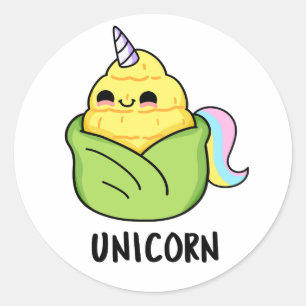 Adesivo Redondo Unicorn Cute Baby Corn Pun
