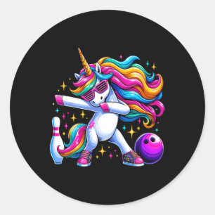 Adesivo Redondo Unicorn Dabbing Boliche Squad Birthday