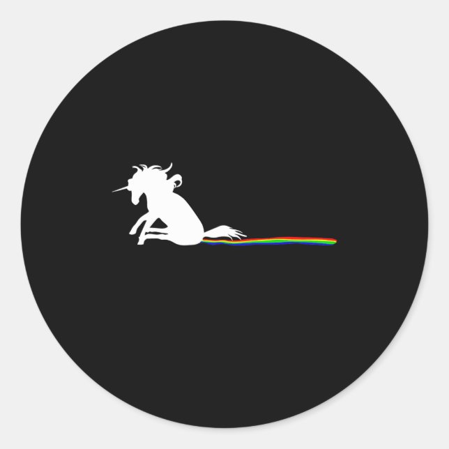Adesivo Redondo Unicorn Dragging Rainbows Funny Adult S  (Frente)