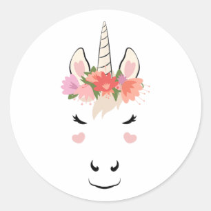 Adesivo Redondo Unicorn Face Eyelashes Ama Fluxo De Figuras De Hal