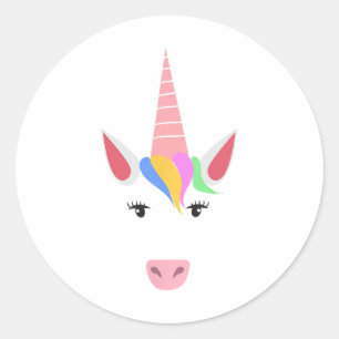 Adesivo Redondo Unicorn Face Eyelashes Figurino De Halloween Com C