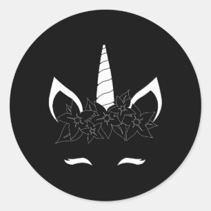 Adesivo Redondo Unicorn Face Eyelashes Sorri Flor Cuja Rua Ha