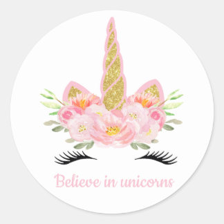Adesivo Redondo Unicorn Favor Tags Sticker