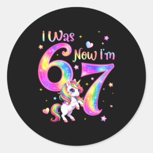 Adesivo Redondo Unicorn fazia 6 7 seis sete anos 7º aniversário me