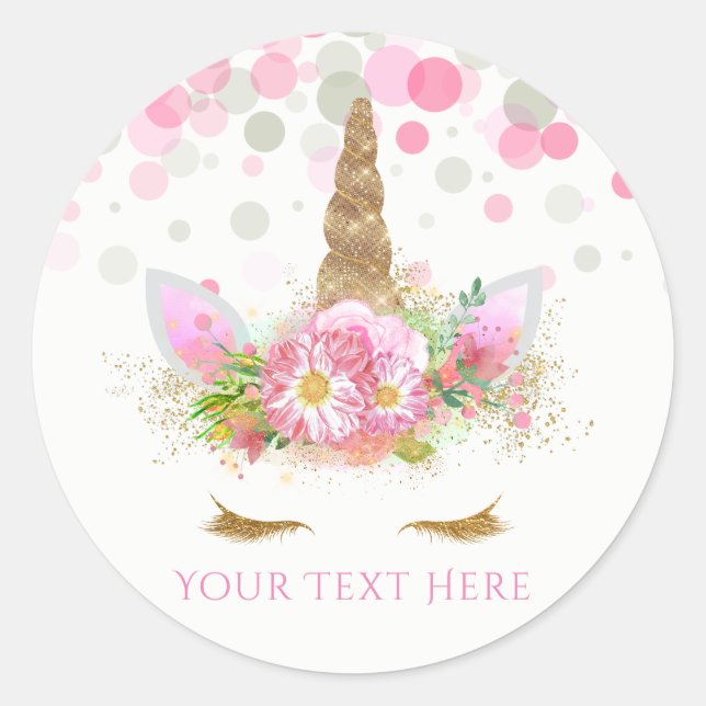 Adesivo Redondo Unicorn Festa de aniversário Unicorn (Frente)