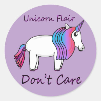 Adesivo Redondo Unicorn Flair Não se importa com o Sticker