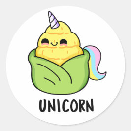 Adesivo Redondo Unicorn Funny Baby Corn Pun