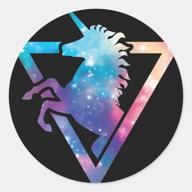 Adesivo Redondo Unicorn Galaxy Sticker (Frente)