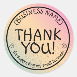 Adesivo Redondo Unicorn Glitter Obrigado a apoiar pequenas empresa