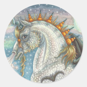 ADESIVO REDONDO UNICORN GÓTICO DE HALLOWEEN COM ASAS DE BATER, CA