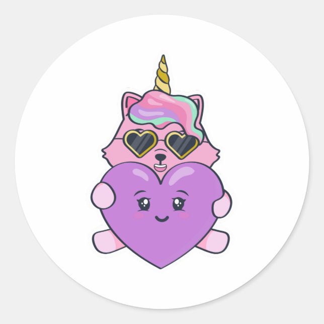 Adesivo Redondo Unicorn Lovers (Frente)
