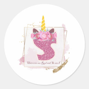 Adesivo Redondo Unicorn Monogramas S Autocolantes personalizados