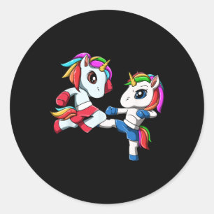Adesivo Redondo Unicorn Muay Thai - Gif de Boxe Tailandesa e Kickb