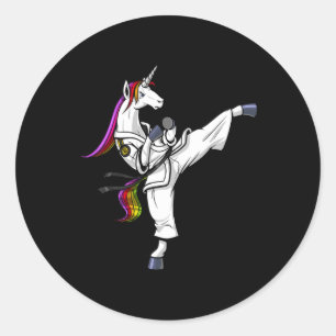 Adesivo Redondo Unicorn Ninja Karate Martial Art Kickboxing Jiu Ji