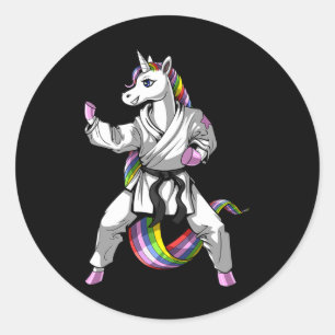 Adesivo Redondo Unicorn Ninja Karate Martial Art Kickboxing Taekwo