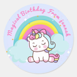 Adesivo Redondo Unicorn Party Round Sticker