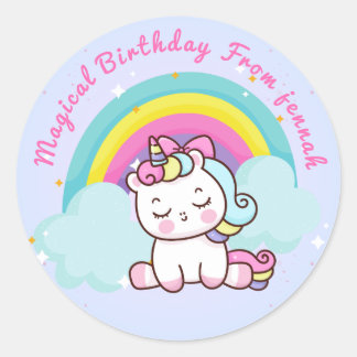 Adesivo Redondo Unicorn Party Round Sticker