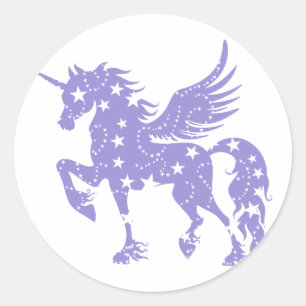 Adesivo Redondo Unicorn pegasus - Escolher cor de plano de fundo
