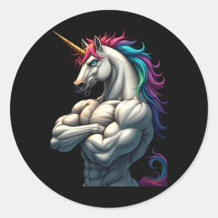 Adesivo Redondo Unicorn Power For A Unicorn Lover Athlete Bodybuil
