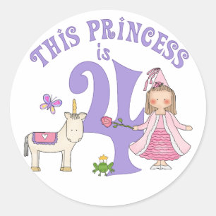 Adesivo Redondo Unicorn Princesa 4º Aniversário